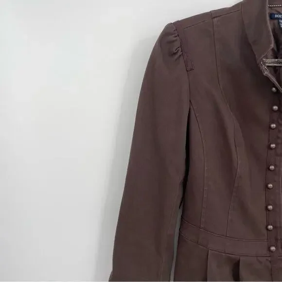 Boston Proper‎ Brown Blazer Peplum Pleated Size 8 - Picture 6 of 13